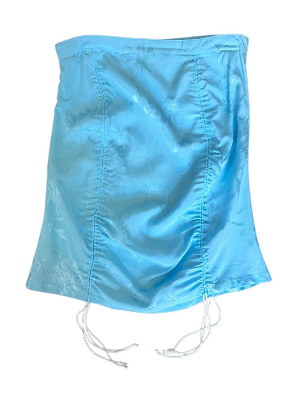 Skylar + Madison Light Blue Satin ruched mini skirt Size: Large